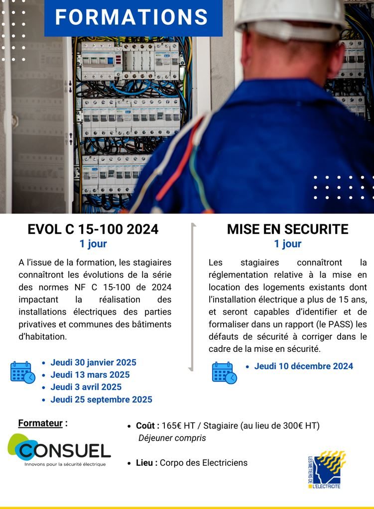 FORMATION  : Nouvelle C 15-100 2024 & Mise en sécurité par CONSUEL